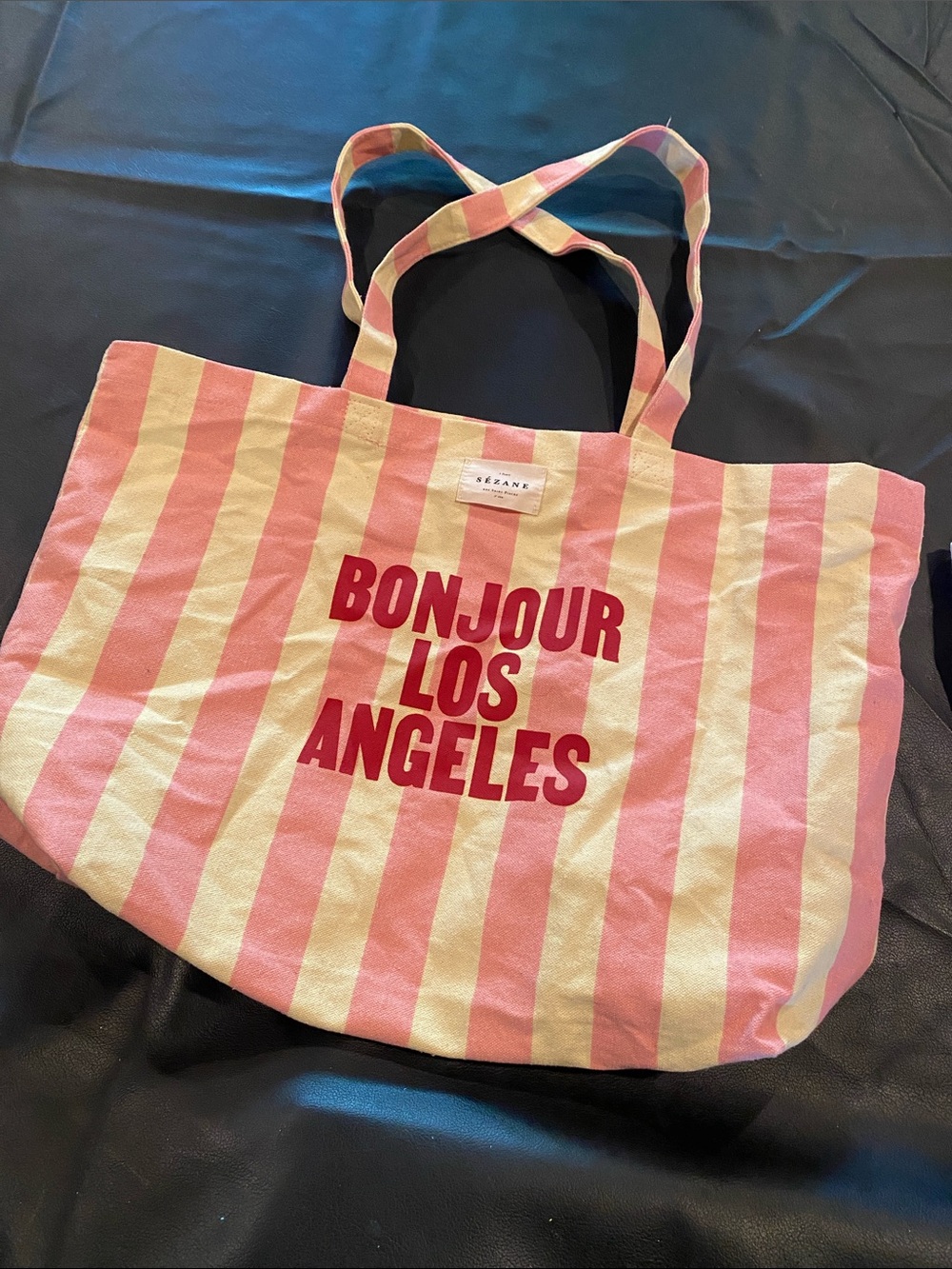 SEZANE PARIS BONJOUR LOS ANGELES CANVAS TOTE BAG